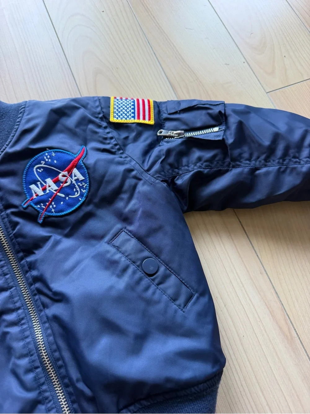 Kids Navy NASA Patch Bomber Jacket